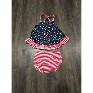 Lightning Bug Baby Girls 24 Months Americana Stars Stripes Set